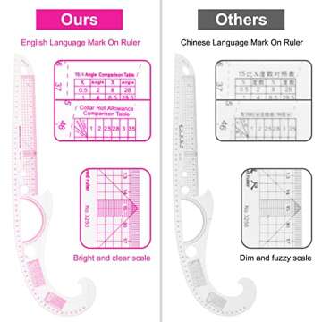 13PCS Sewing Ruler Set for Fashion Design and Tailoring