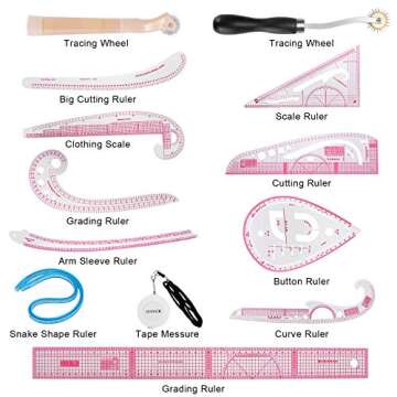 13PCS Sewing Ruler Set for Fashion Design and Tailoring