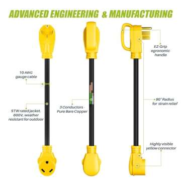 GearIT 50 Amp to 30 Amp RV Adapter Cord, 50Amp Male to 30Amp Female, NEMA 14-50P to NEMA TT-30R, STW...