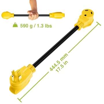 GearIT 50 Amp to 30 Amp RV Adapter Cord, 50Amp Male to 30Amp Female, NEMA 14-50P to NEMA TT-30R, STW 10 Gauge Heavy Duty Electrical Adapter Power Plug - 18in, 1.5ft