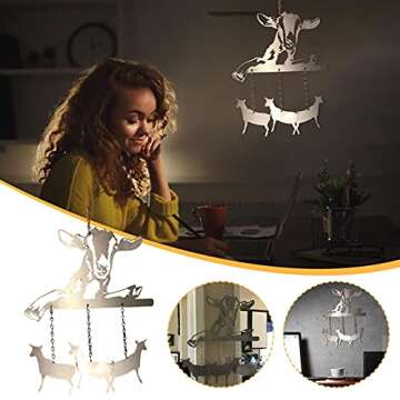 Metal Goat Wind Chime Pendant,Outdoor Garden Decoration,Outdoor Animals Wind Chime Pendant Decoration,Courtyard Garden Decoration,Iron Memorial Wind Chimes,Gifts for mom/Grandma(Goat Wind Chime)