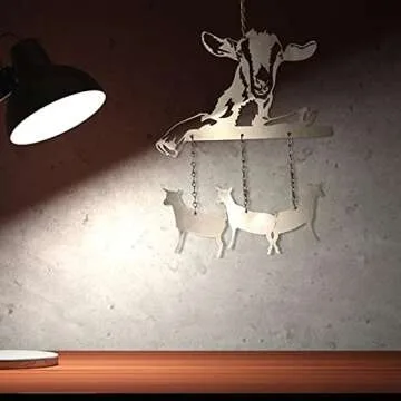 Metal Goat Wind Chime Pendant,Outdoor Garden Decoration,Outdoor Animals Wind Chime Pendant Decoration,Courtyard Garden Decoration,Iron Memorial Wind Chimes,Gifts for mom/Grandma(Goat Wind Chime)