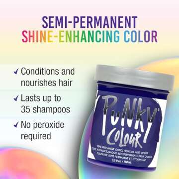 Punky Violet Semi Permanent Conditioning Hair Color | Non-Damaging Hair Dye | Vegan, PPD and Paraben...