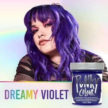 Punky Violet Semi Permanent Conditioning Hair Color | Non-Damaging Hair Dye | Vegan, PPD and Paraben Free | Vibrant Hair Color | Easy To Use | Lasts Up To 35 washes | 3.5oz