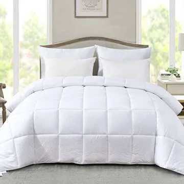 Homelike Moment Comforter King Size - White Duvet Insert Down Alternative Bed King Comforter, Lightweight Bedding Comforters Quilted Soft All Season with Coner Tabs White Square Embossed