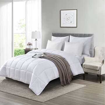 Homelike Moment Comforter King Size - White Duvet Insert Down Alternative Bed King Comforter, Lightweight Bedding Comforters Quilted Soft All Season with Coner Tabs White Square Embossed