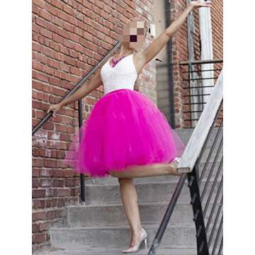 Women Hot Pink Tutu Dress for Women Long Tulle Skirt Puffy Petticoat Skirts Hot Pink
