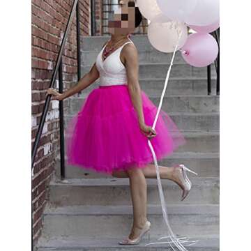 Women Hot Pink Tutu Dress for Women Long Tulle Skirt Puffy Petticoat Skirts Hot Pink
