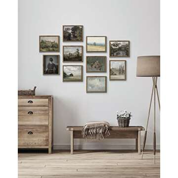 InSimSea Framed Canvas Wall Art Vintage Decor, Landscape Wall Art, Riverside Small Town Canvas Print...