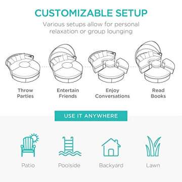 Best Choice Products 5-Piece Modular Patio Wicker Daybed Sectional Conversation Lounger Set w/ 2-in-1 Setup, Adjustable Seats, Clips, Retractable Canopy, Cover, Weather-Resistant Cushions - Beige