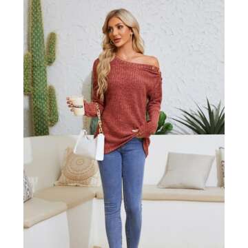 Bosmeer Sweaters for Women Button Down Shirts Tunics or Tops to Wear with Leggings Caramel X-Large