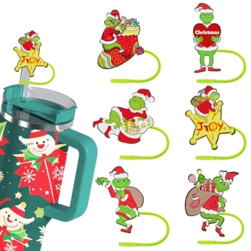 Christmas Straw Toppers for Stanley Tumblers – Fun Green Monster Covers