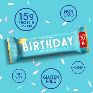 good! Snacks Vegan Birthday Cake Protein Bar | Gluten-Free, Plant Based, Low Sugar, Kosher, Soy Free...