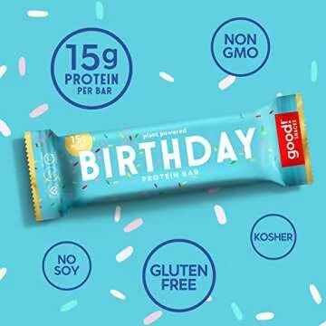good! Snacks Vegan Birthday Cake Protein Bar | Gluten-Free, Plant Based, Low Sugar, Kosher, Soy Free...
