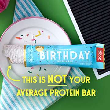 good! Snacks Vegan Birthday Cake Protein Bar | Gluten-Free, Plant Based, Low Sugar, Kosher, Soy Free, Non GMO | 15g Protein (12 Bars)…