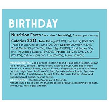 good! Snacks Vegan Birthday Cake Protein Bar | Gluten-Free, Plant Based, Low Sugar, Kosher, Soy Free, Non GMO | 15g Protein (12 Bars)…