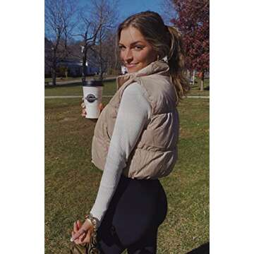 SySea Women's Crop Puffer Vest Winter Zip Up Lightweight Sleeveless Warm Outerwear Padded Coat