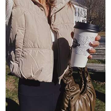 SySea Women's Crop Puffer Vest Winter Zip Up Lightweight Sleeveless Warm Outerwear Padded Coat