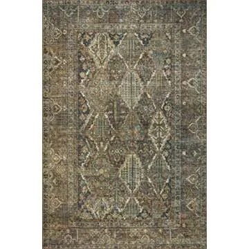 Loloi Magnolia Home by Joanna Gaines Banks Collection BAN-05 Spice/Blue 7'-6" x 9'-6", .13" Pile Height, Machine Washable, Area Rug