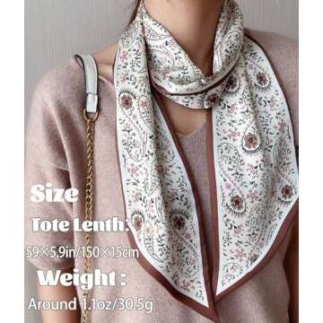 kcctoo 59” Long Silk Like Head Scarf Women's Fashion Square Neck Satin Scarfs for Bag Hair Scarves...