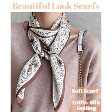 kcctoo 59” Long Silk Like Head Scarf Women's Fashion Square Neck Satin Scarfs for Bag Hair Scarves Gift 59 * 5.9”
