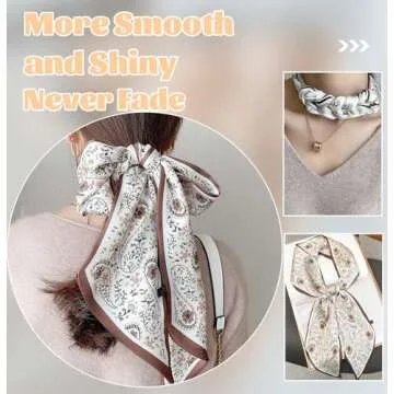 kcctoo 59” Long Silk Like Head Scarf Women's Fashion Square Neck Satin Scarfs for Bag Hair Scarves Gift 59 * 5.9”