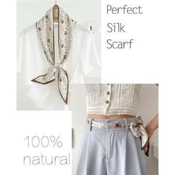 kcctoo 59” Long Silk Like Head Scarf Women's Fashion Square Neck Satin Scarfs for Bag Hair Scarves Gift 59 * 5.9”