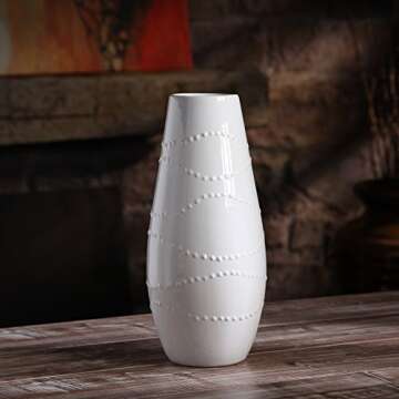 Hosley Embrace Elegance with Our 12-Inch High White Textured Ceramic Vase - Versatile Home Decor for...