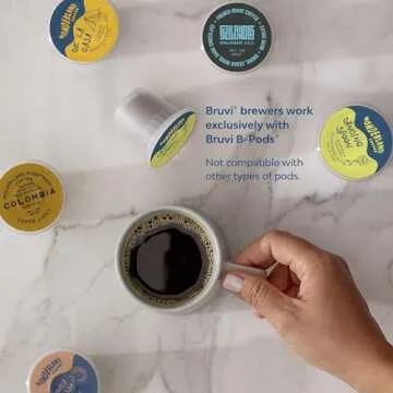 BRUVI The Bundle | Single-Serve Coffee System | Includes 20 Coffee and Espresso B-Pods Coffee Brewer