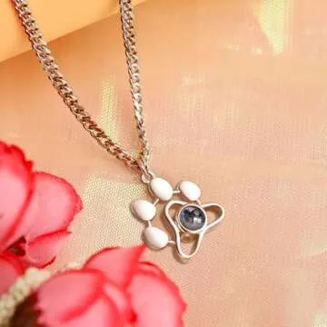 Personalized Picture Necklace - Dog Memorial With Photo Inside, Custom Cat Paw Print Projection, Pet...