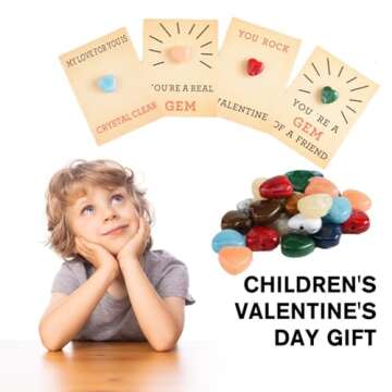 Qsnailfrr 24 Pack Valentines Cards with Heart-Shape Plastic Stones,Valentines Day Gifts for Kids,Exc...