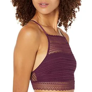 Mae Standard Women's HI-Neck Lace Bralette - Potent Purple