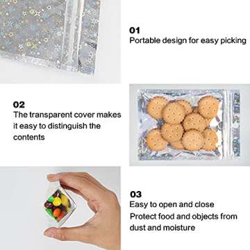 Reusable Mylar Bags 100 PCS - Smell Proof Ziplock Storage