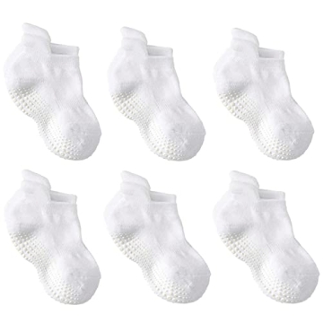LA ACTIVE Non Slip Grip Ankle Boys and Girls Socks with Non Skid for Babies Toddlers and Kids Back t...