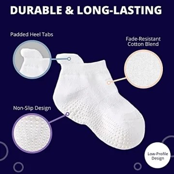 LA ACTIVE Non Slip Grip Ankle Socks for Kids - Comfortable