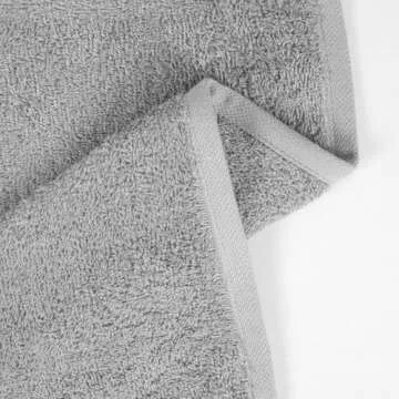 Amazon Basics Absorbent Cotton Gym Hand Towel, Quick Dry, 24-Pack, Gray, 16" x 26"