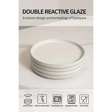 Famiware Stylish Stoneware Dinner Plates Set for 6