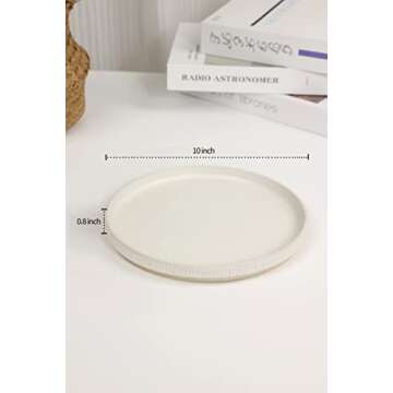 famiware Dinner Plates for 6, 10 inches Plate Set, Scratch Resistant, Stoneware Dinnerware, Kitchen Modern Rustic Serving Dishes, White Matte