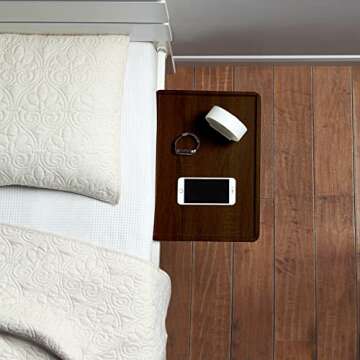 SunnyPoint Bedside Shelf, Office Divider Shelf; Clamp on Shelf for Bunk Bed, Lofts & Bed Frame. (L -17" X 11.6" X 2.3", Dark Oak)