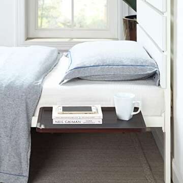 SunnyPoint Bedside Shelf, Office Divider Shelf; Clamp on Shelf for Bunk Bed, Lofts & Bed Frame. (L -17" X 11.6" X 2.3", Dark Oak)