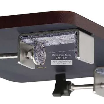 SunnyPoint Bedside Shelf, Office Divider Shelf; Clamp on Shelf for Bunk Bed, Lofts & Bed Frame. (L -17" X 11.6" X 2.3", Dark Oak)