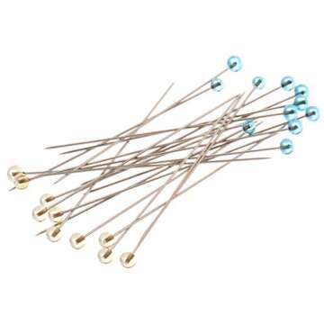 Dritz 3035 Crystal Glass Head Pins, 1-7/8-Inch (100-Count), Blue and Yellow