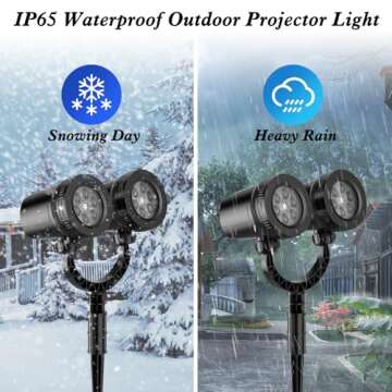 SATXTREM 2024 Upgraded Dual-Head Christmas Snowflake Projector Light Outdoor,IP65 Waterproof Christmas LED Projector Light Outside,180° Rotation Projector for Indoor,Patio Wall Window Decorations