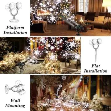 SATXTREM 2024 Upgraded Dual-Head Christmas Snowflake Projector Light Outdoor,IP65 Waterproof Christmas LED Projector Light Outside,180° Rotation Projector for Indoor,Patio Wall Window Decorations