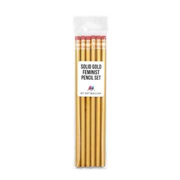 Get Bullish Smash the Patriarchy/Hustle for Justice Feminist Pencil Set in Gold