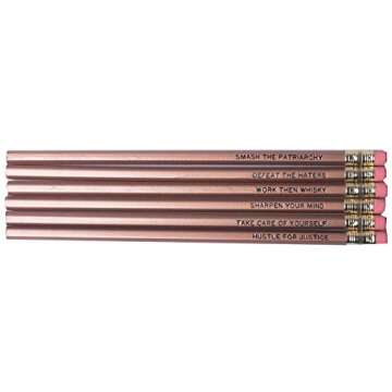 Get Bullish Smash the Patriarchy/Hustle for Justice Feminist Pencil Set in Gold