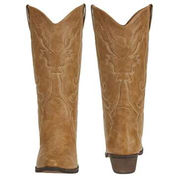 Womens Western Cowgirl Cowboy Boots Mid Calf Snip Toe Fashion Shoes Tan US 9