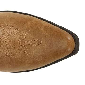 Womens Western Cowgirl Cowboy Boots Mid Calf Snip Toe Fashion Shoes Tan US 9