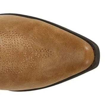 Womens Western Cowgirl Cowboy Boots Mid Calf Snip Toe Fashion Shoes Tan US 9