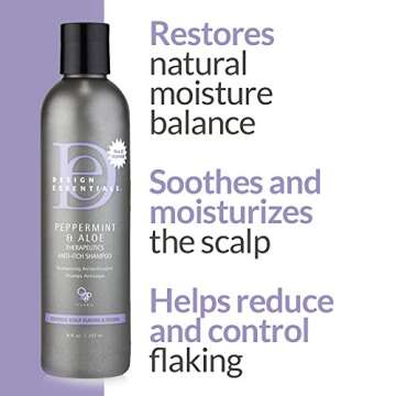 Design Essentials Peppermint & Aloe Therapeutics Anti-Itch Shampoo For Instant Scalp and Dandruff Relief - 8 Oz